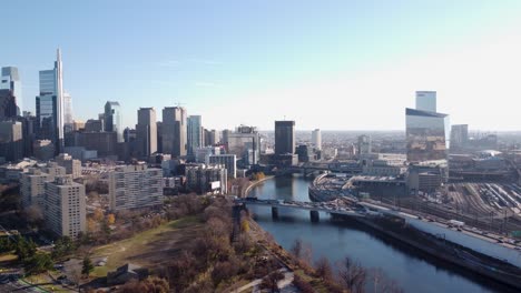 a beautiful aerial shot of the philadelphia skyscraper skyline, pennsylvania