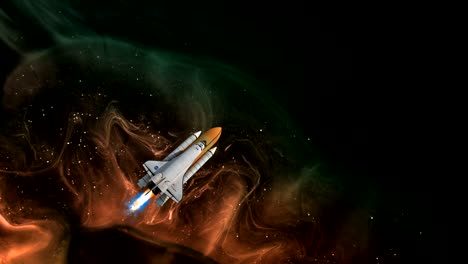 nebulosa y nave espacial en el espacio