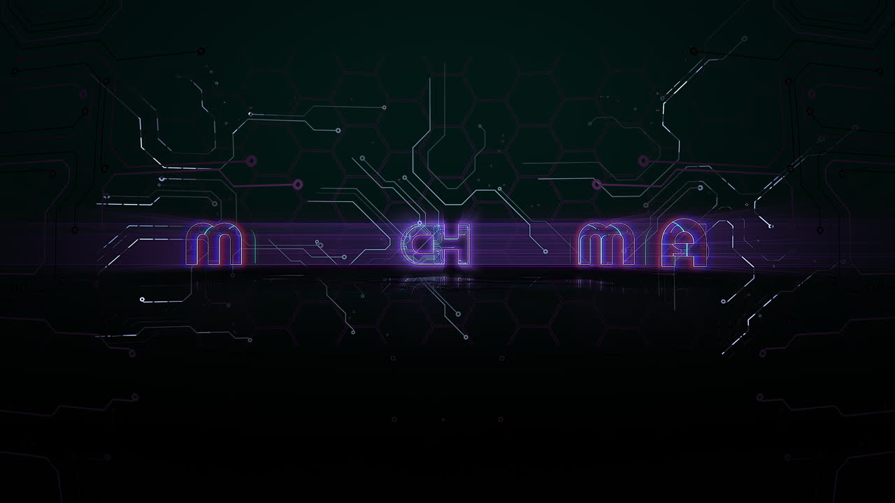 Animations intro tekst Glædelig jul og cyberpunk animationsbaggrund med computerchip og neonlys 1