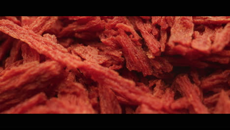 close-up of red meat snacks