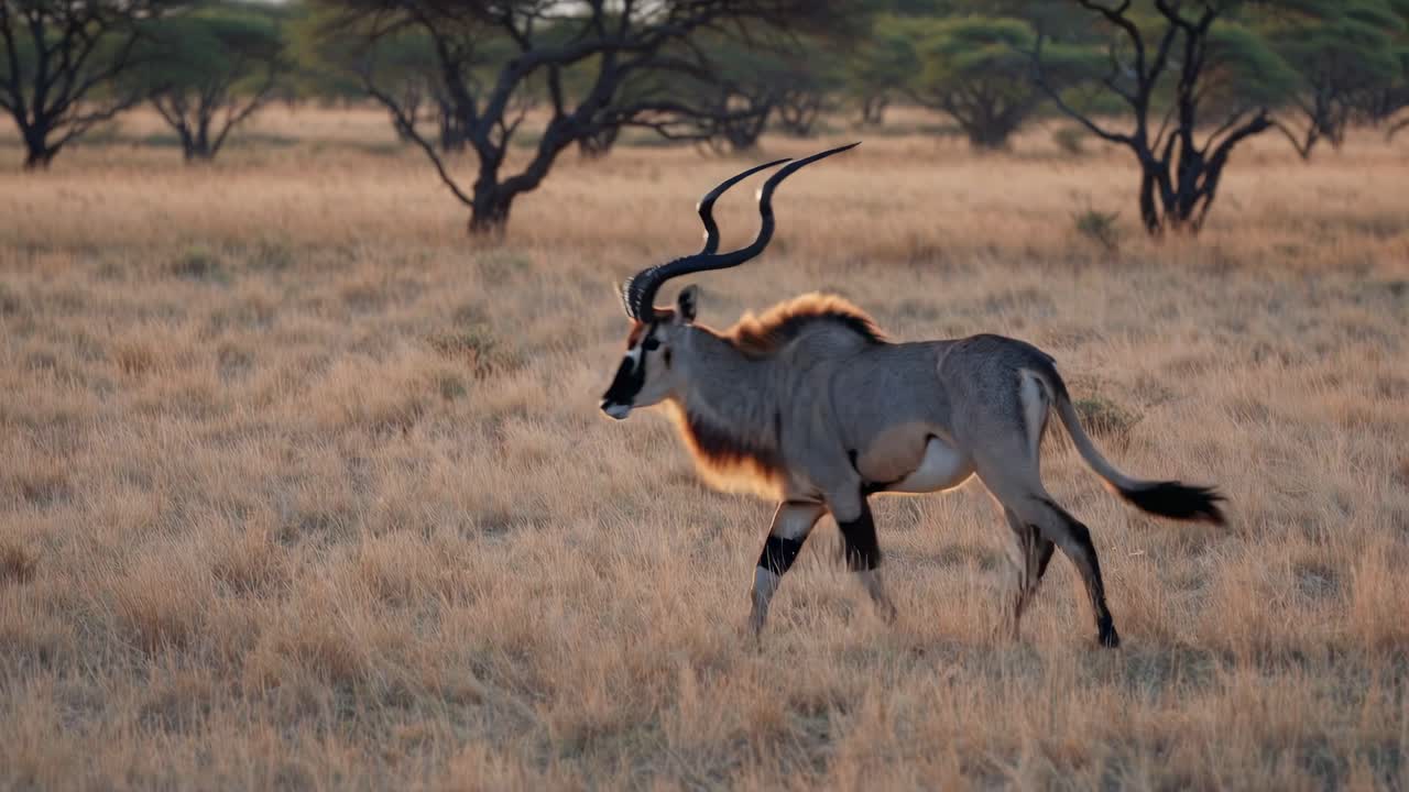Oryx in the African Savanna at Sunrise/Sunset