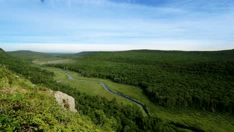 small river flowing though a mountain valley