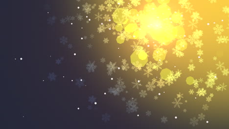 escena navideña cautivadora con copos de nieve cayendo contra un fondo oscuro
