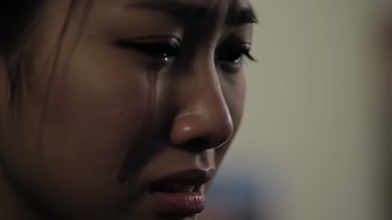 A Heartfelt Moment Captured: The Emotional Journey of a Woman Expressing Deep Feelings Through Tears and Vulnerability in a Close-Up Scene