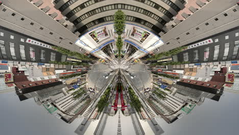timelapse of tokyo city scene and skyline made into abstract fisheye tiny planet