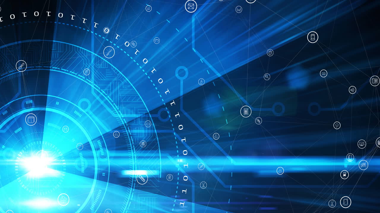 백그라운드에서 범위 스캔을 통해 디지털 아이콘으로 연결 네트워크의 애니메이션