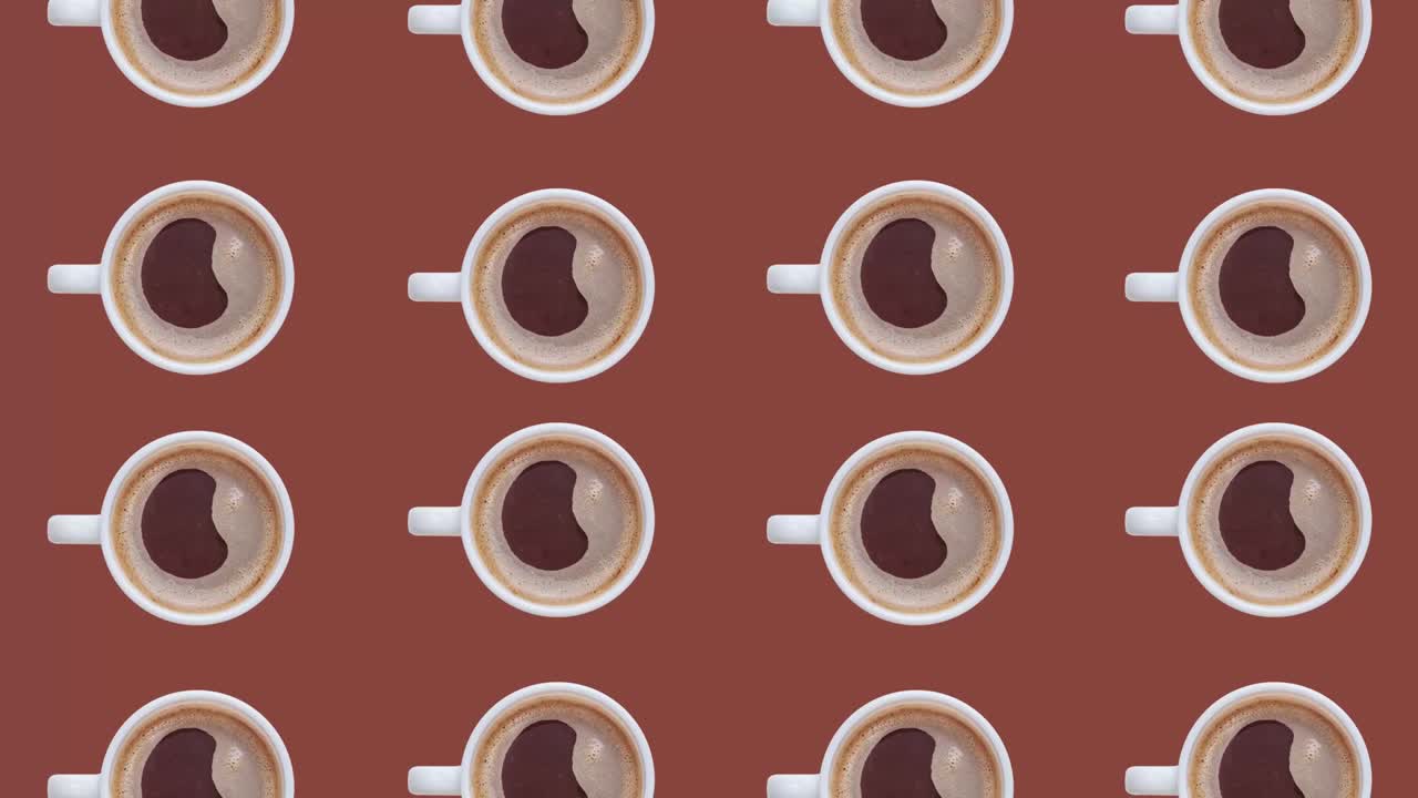 4K 60FPS Animated Loop Background - Coffee Cups Flowing Vertically and Flipping