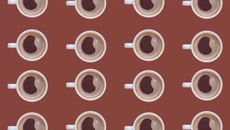 4k 60fps fondo de bucle animado - tazas de café que fluyen verticalmente y se vuelven