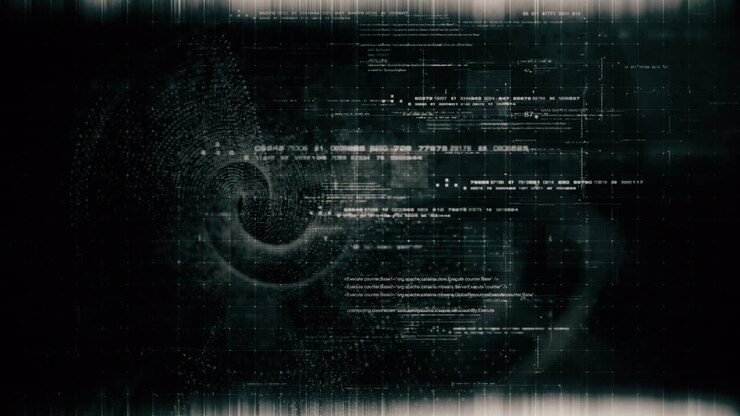 Futuristic Data Matrix Simulation HUD Background
