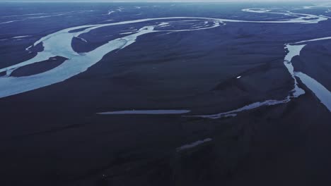 aerial breathtaking view if river estuary in nature