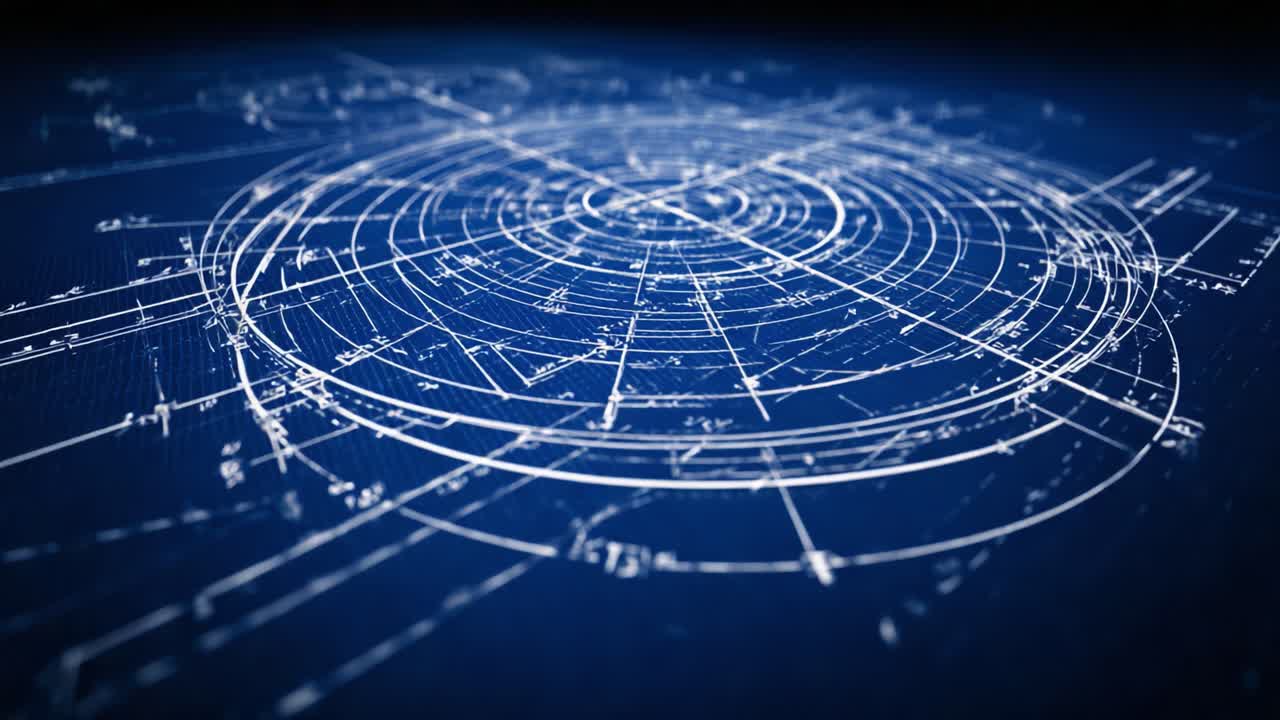 Intricate Blueprints of Circles and Lines: A Detailed Exploration of Geometric Patterns and Designs in Technical Illustrations