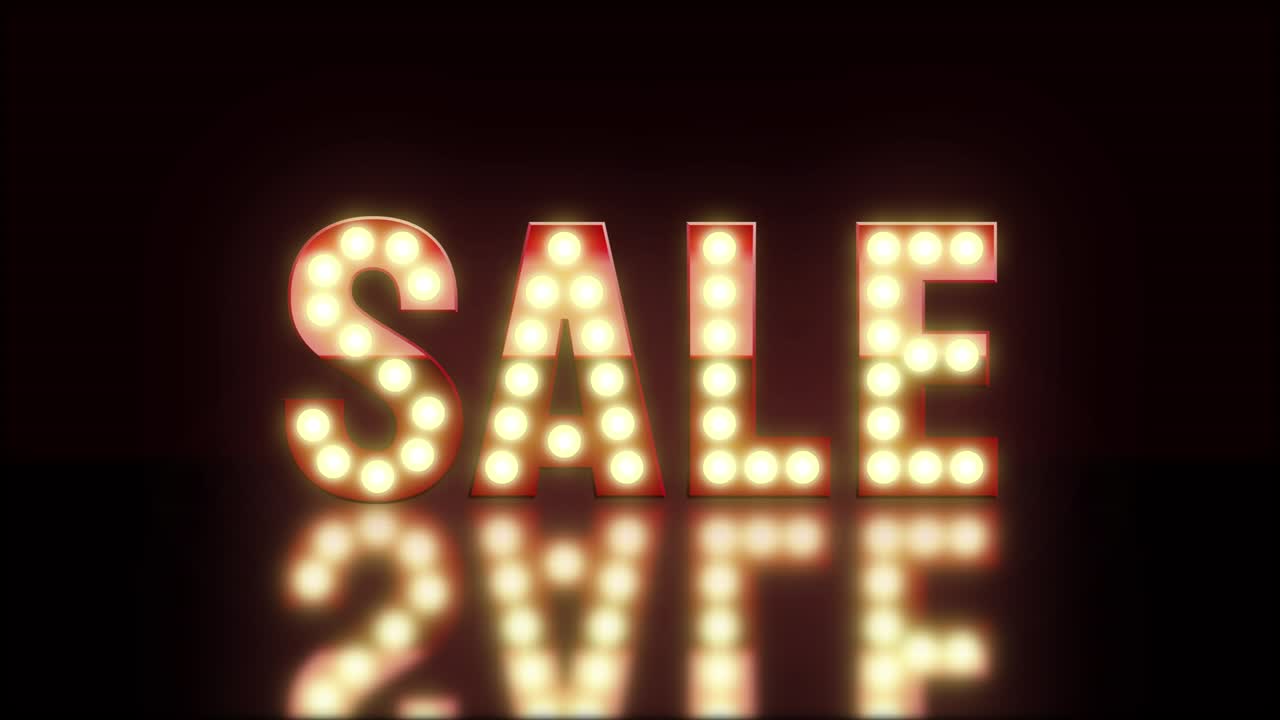 animación de venta con bombillas intermitentes. 4k.