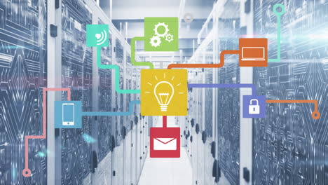 Animation-of-network-of-connections-with-icons-over-computer-servers