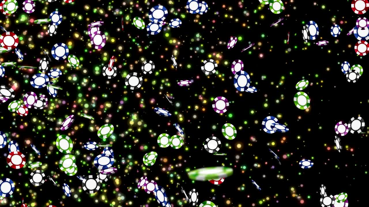 las partículas del chip del casino, la animación cg, el bucle,