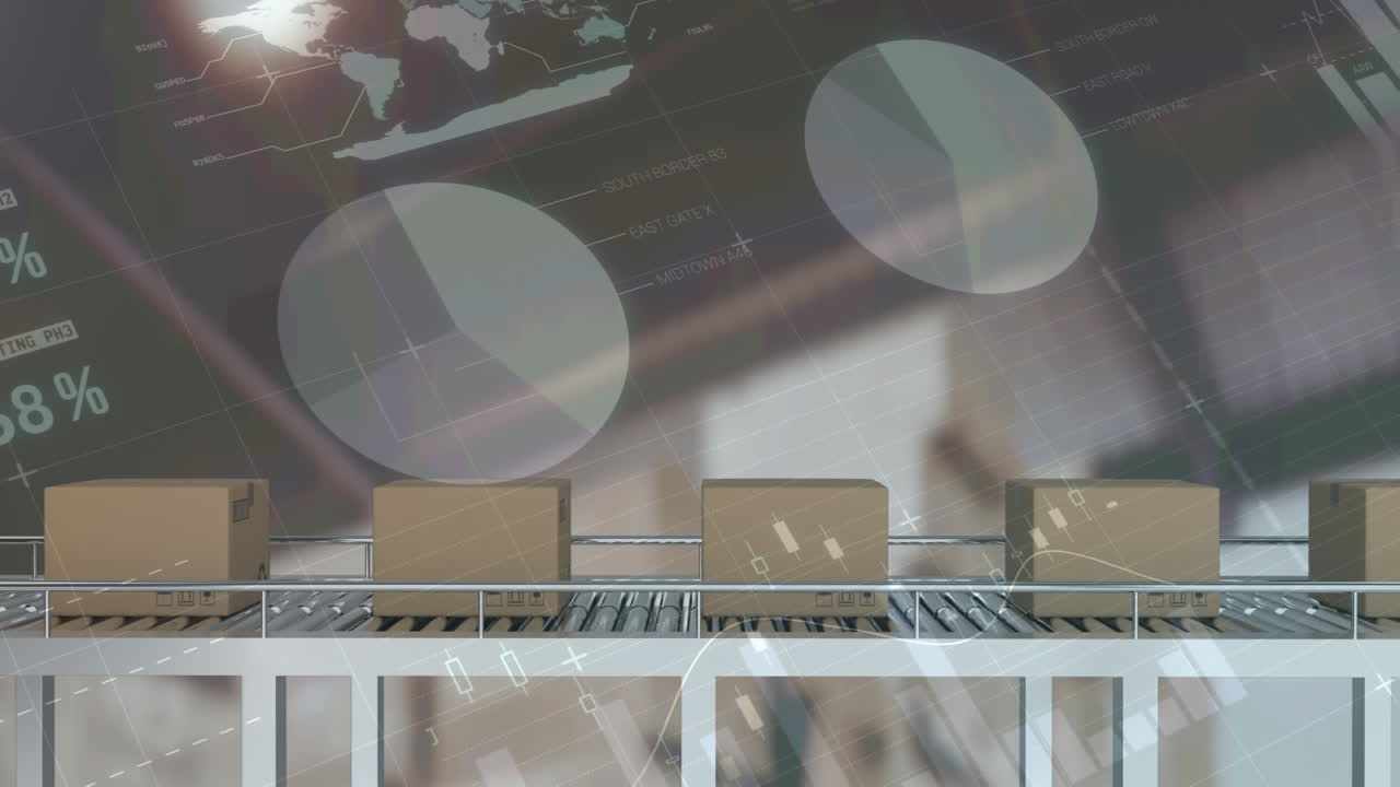 컨베이어 벨트에 있는 여러 배달 상자에 대한 통계 데이터 처리