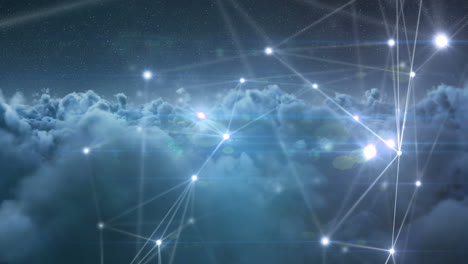 códigos binarios y líneas contra nubes durante la noche 4k