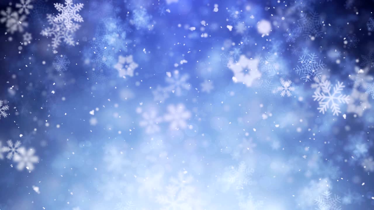 クリスマス アニメーションの背景は青いテーマで 雪花が優雅に落ちています