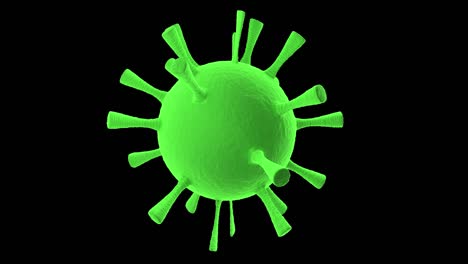 virus verde con patas grandes que giran sobre sí mismo