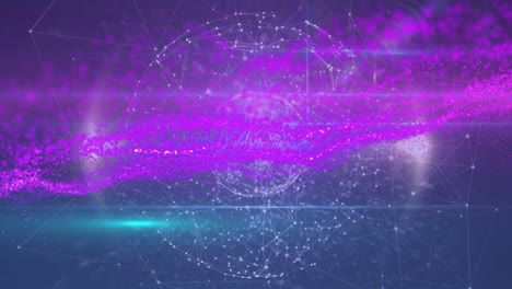 digital network and data processing animation on abstract purple background