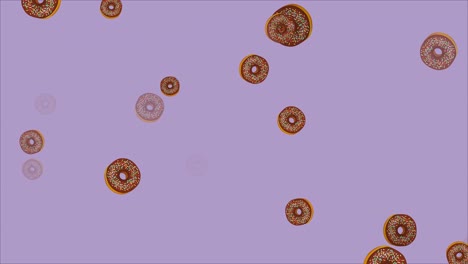 donut volador en bucle abstracto de 4k, fondo púrpura