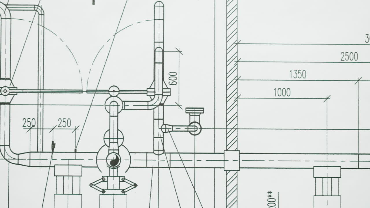 Technical Blueprint Detailing a Piping System with Dimensions