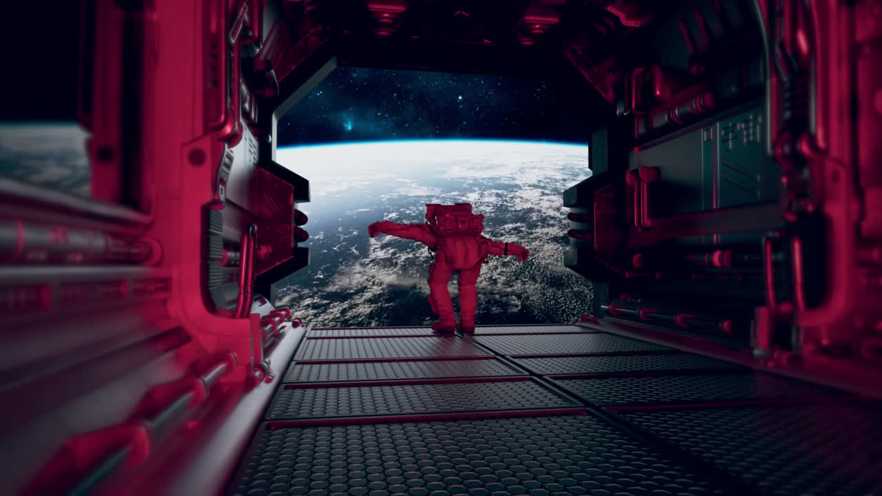Astronaut in Spacecraft Viewing Earth
