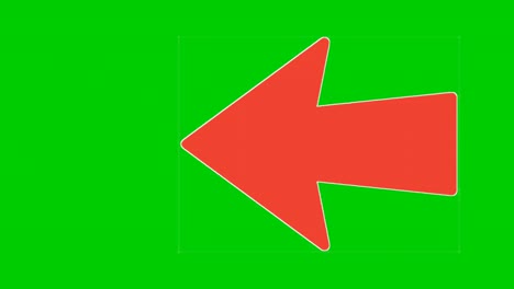 animación símbolo de la flecha roja en la pantalla verde, flecha de dibujos animados de color rojo apuntando al lado izquierdo elementos de superposición de video de imagen animada 4k