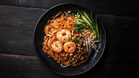 authentic pad thai with shrimp, rice noodles, and peanuts