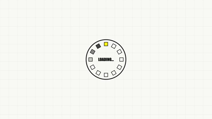 Animated Loading Spinner Icon on Grid Background