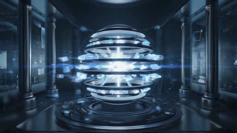 abstract sci-fi energy core in a futuristic chamber