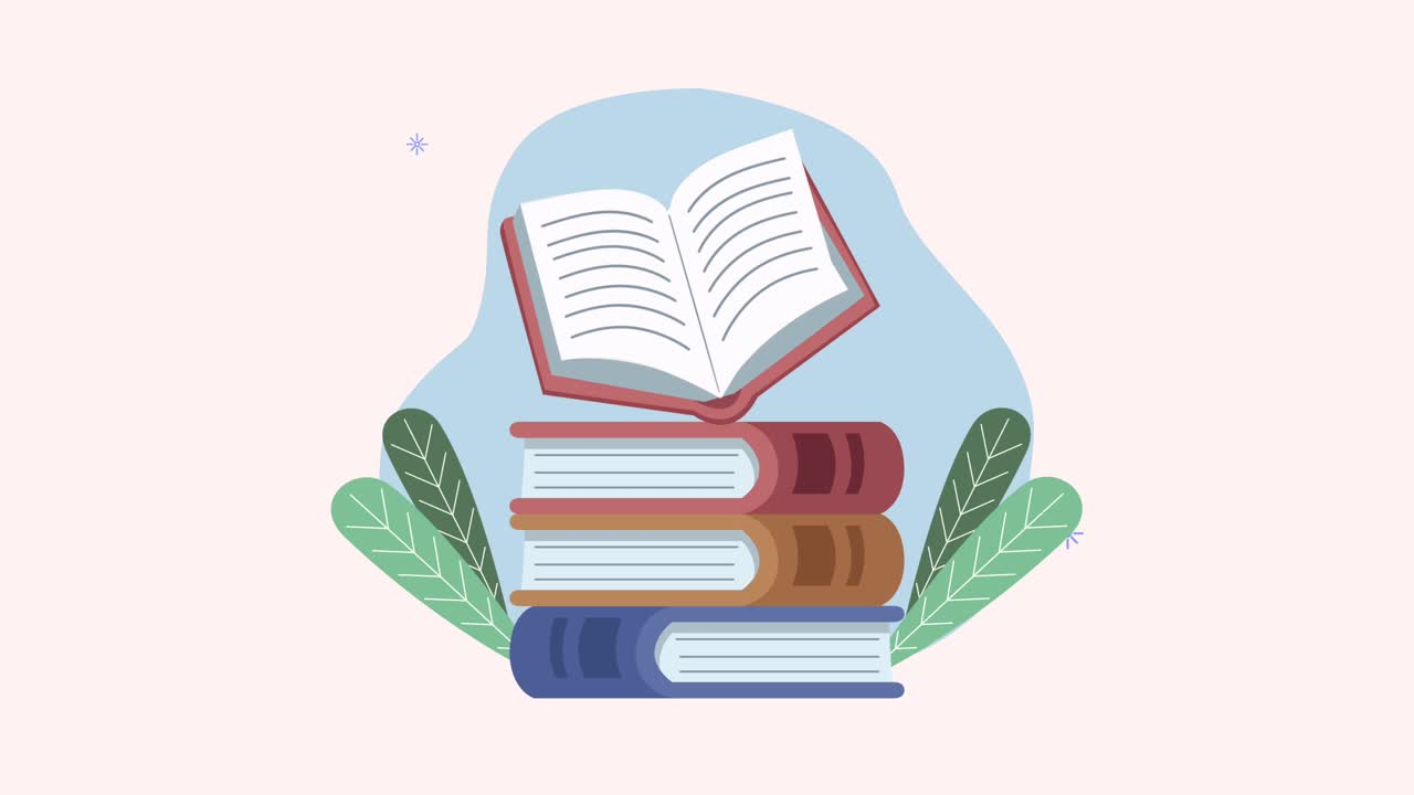 pile text books education animation
