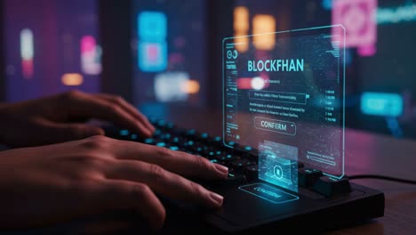 a futuristic interaction with holographic interfaces: exploring the digital realm of blockchain technology through hands-on user engagement