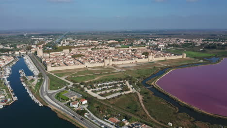 法國卡馬格的aigues-mortes的空中圖