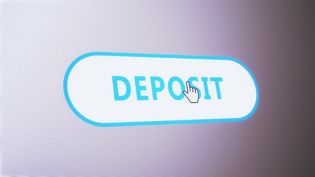 Deposit button tag pressed on computer screen by cursor pointer mouse