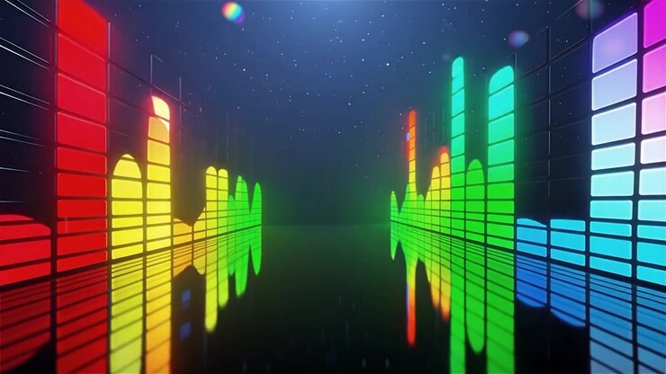 Futuristic Rainbow Neon Music Equalizer Visualizer Background