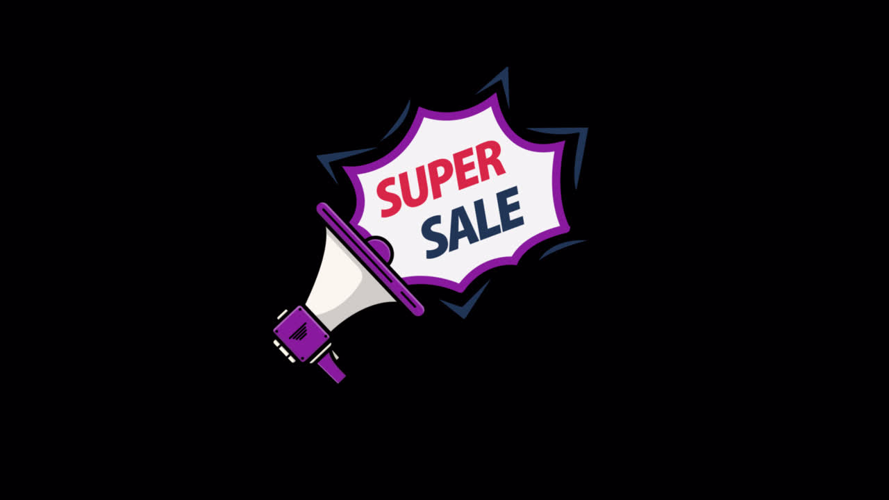 Annuncio animato di super saldi con megafono