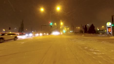 pov driving shot along a snowy road in helsinki, finalnd