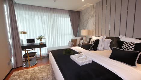 black and white modern style bedroom interior