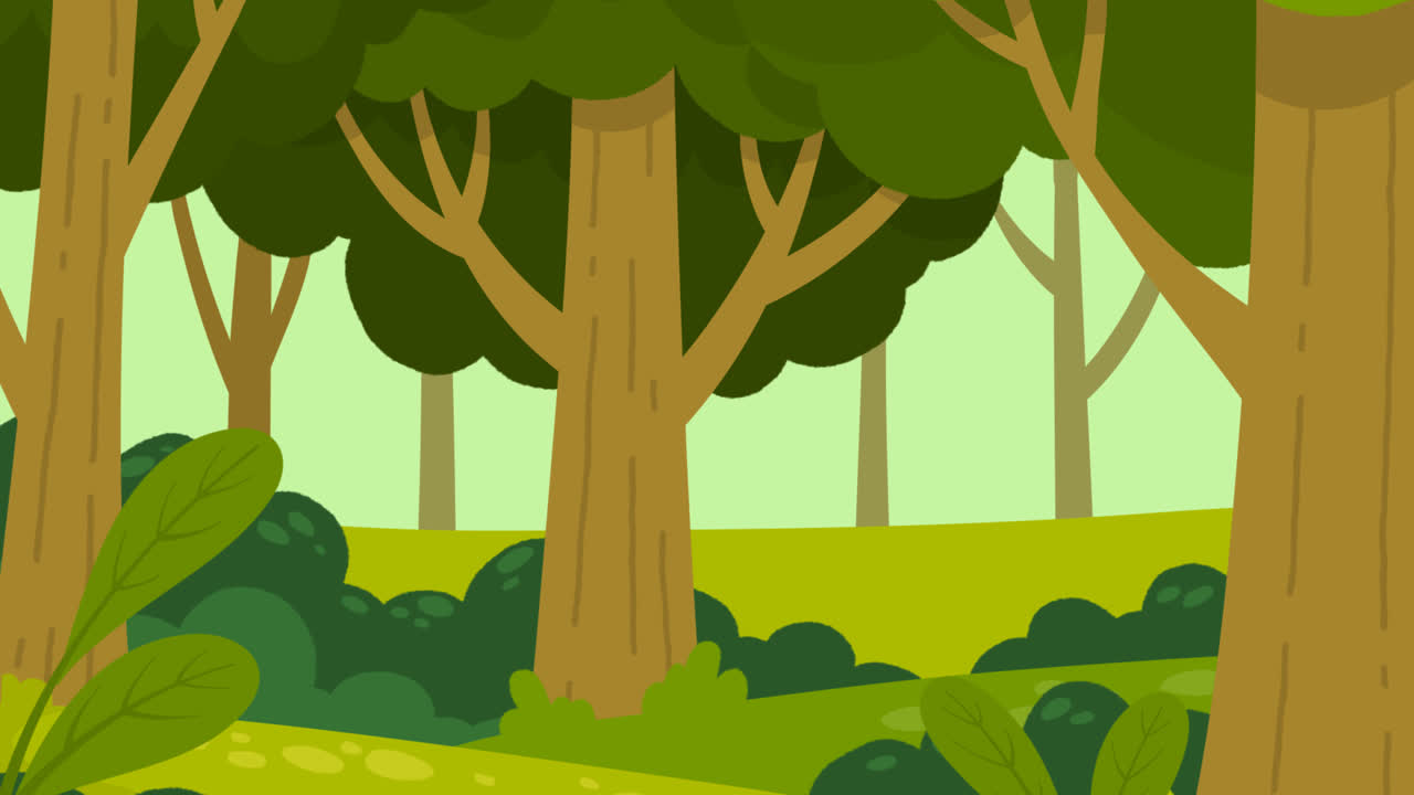 Motion Graphic of Hand drawn flat design forest landscape