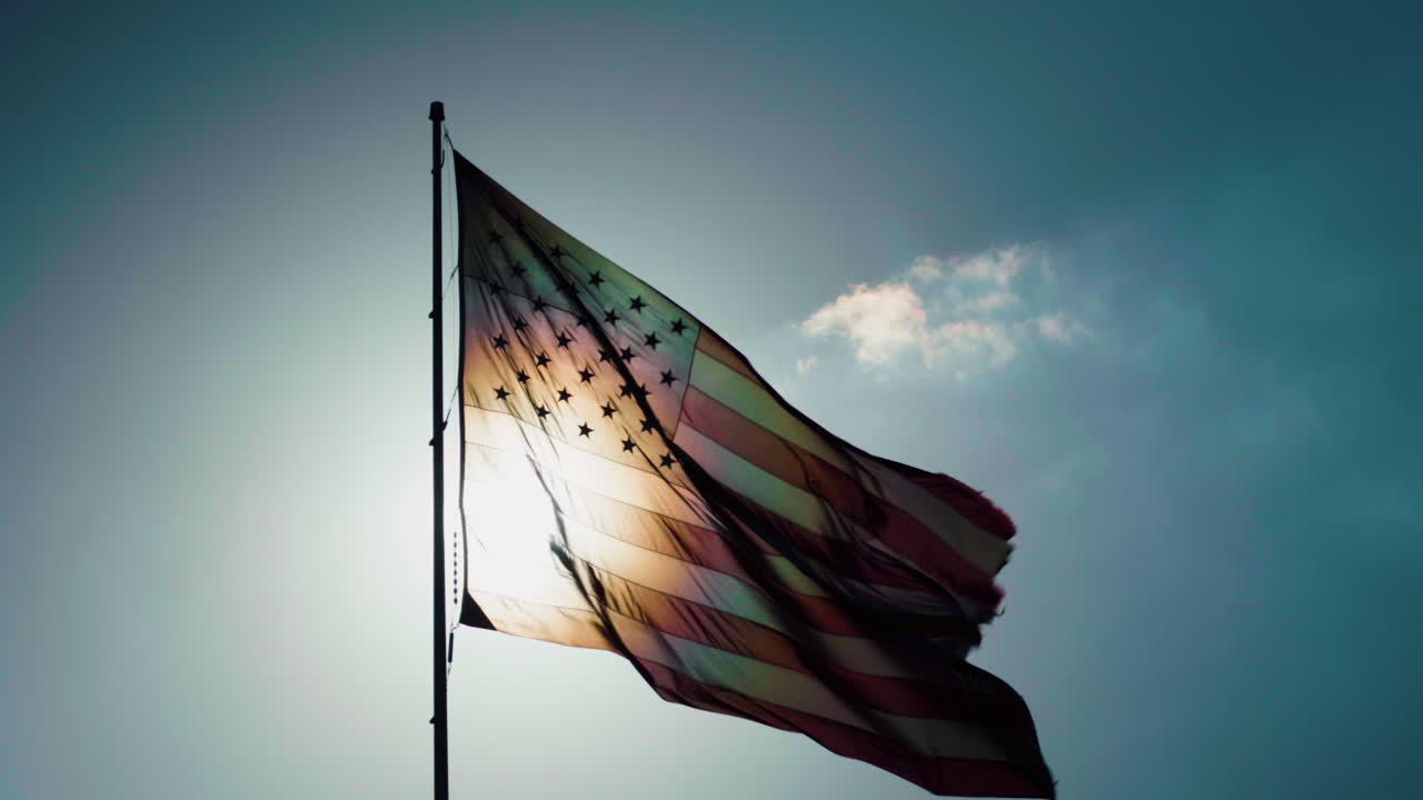 American flag blowing in wind 3 -- slow motion