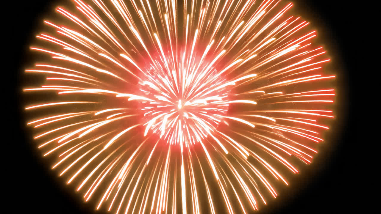 Vibrant fireworks display night animated overlay, transparent 4K video, alpha channel, ProRes 4444