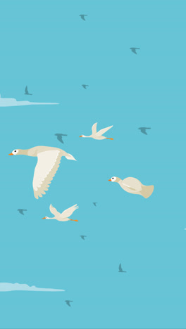 an animation of a flat flying bird background