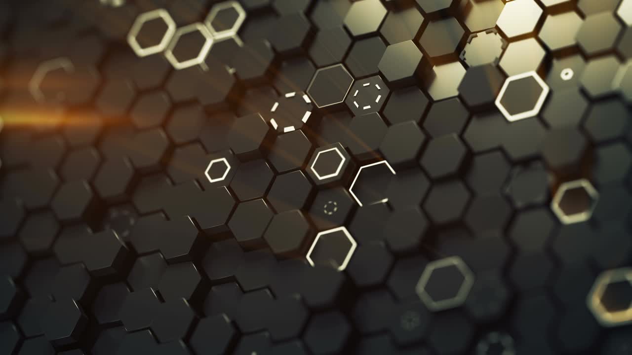 hexágonos dispuestos al azar en bucle sin costuras animación de renderizado 3d