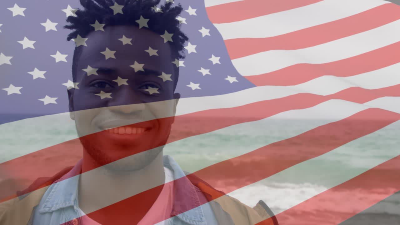 Ondeando la bandera americana