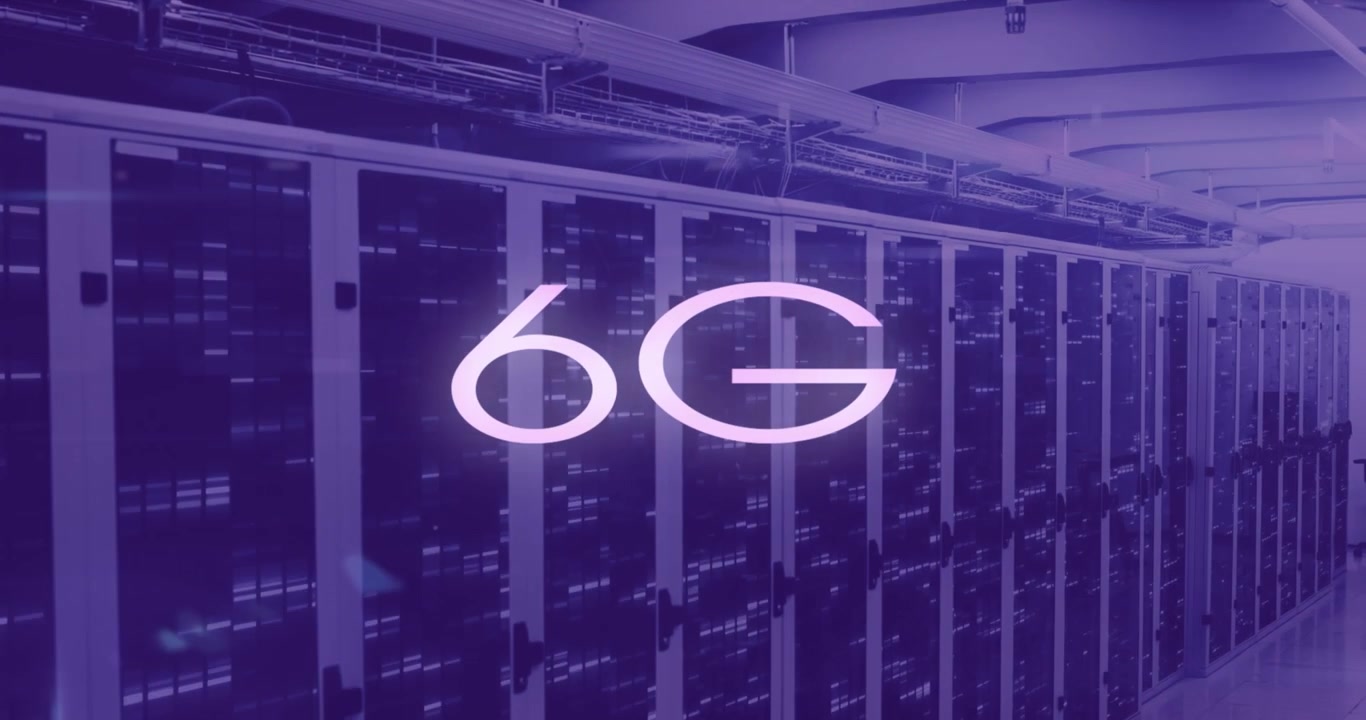 Animation of 6g over violet server room
