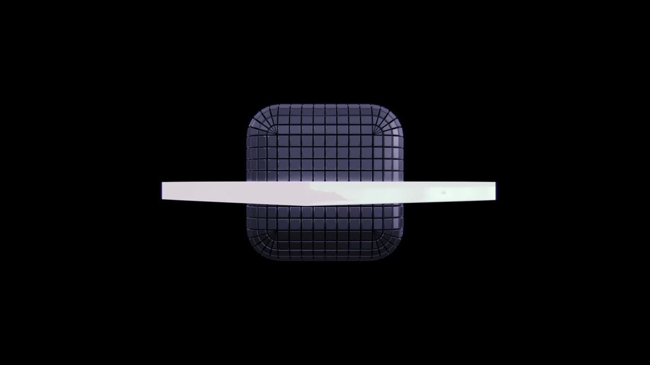 giro de un cubo futurista construido a partir de segmentos. marco orbital de neón moviéndose alrededor del cubo. patrón sin costuras.