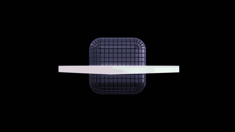 spinning of futuristic cube constructed from segments. neon orbital frame moving around the cube. seamless pattern.