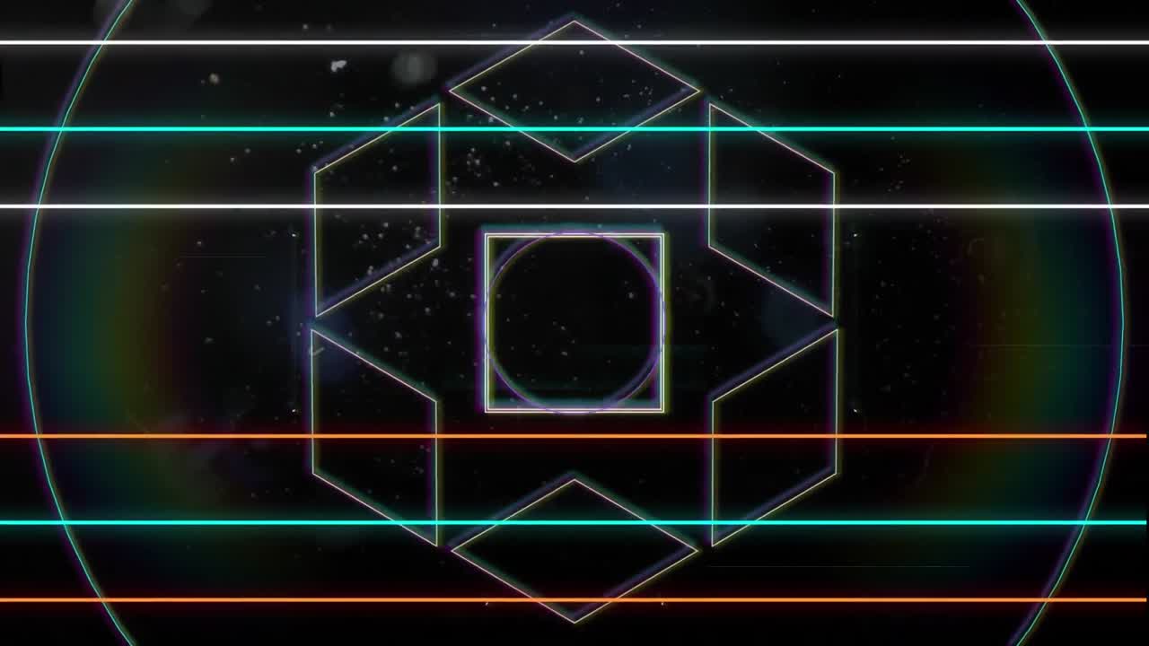 Animation of geometric shapes and colored lines
