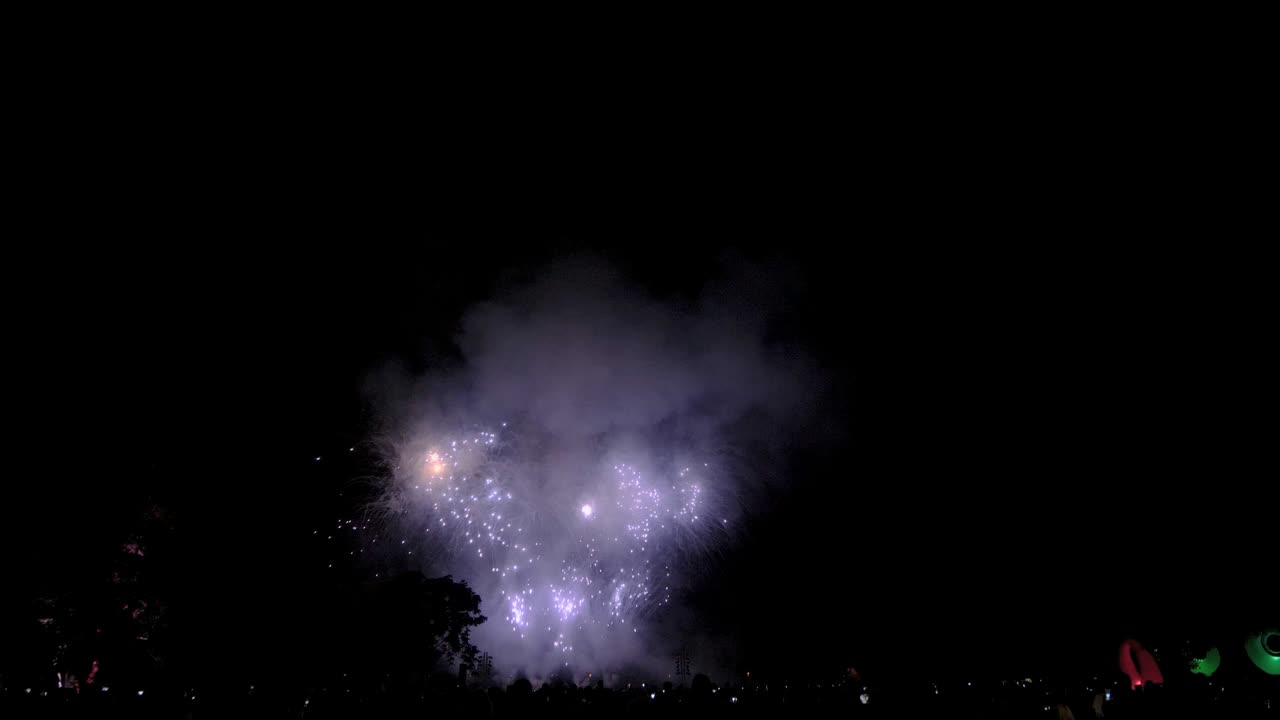 느린 동작 빨간색, 색, 노란색 불꽃놀이