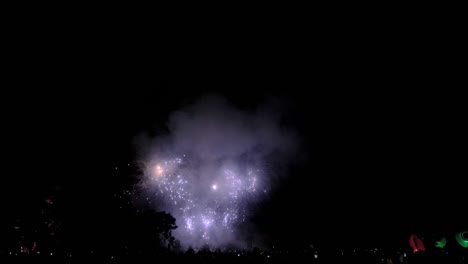 fuegos artificiales en cámara lenta rojos, blancos y amarillos